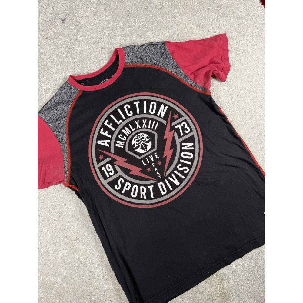 Affliction Sport Grunge MMA Y2k Graphic Black T Shirt XL Sports division